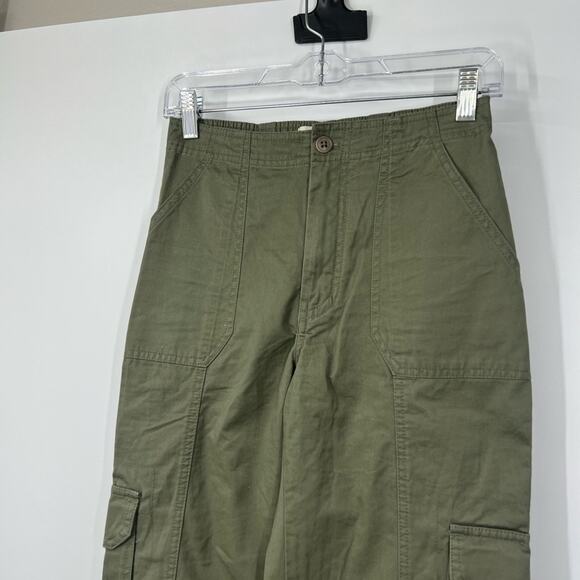 Abercrombie & Fitch Green High Rise Cargo Straight Leg Pant LONG - Picture 2 of 7